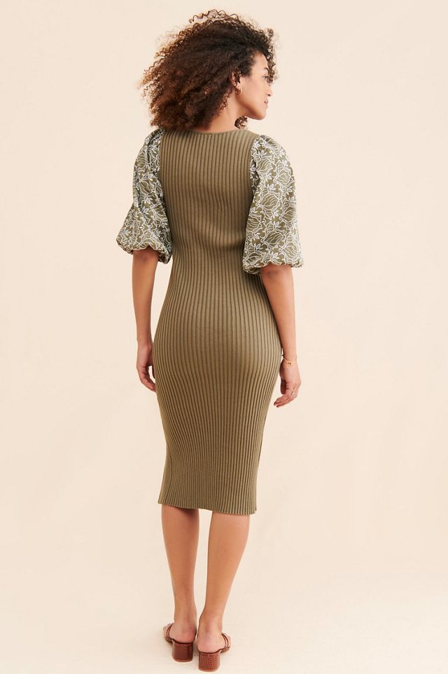 Dolan Left Coast Embroidered Knit Midi Dress