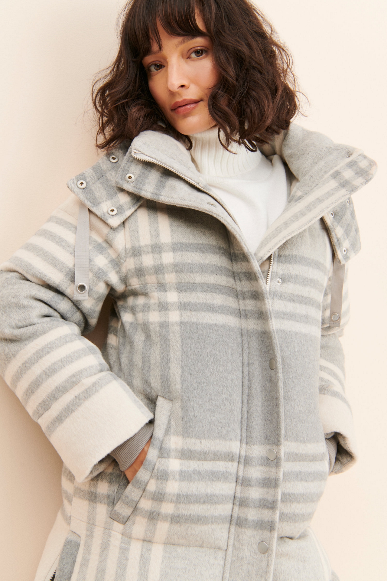 Bagatelle Plaid Oversized Puffer