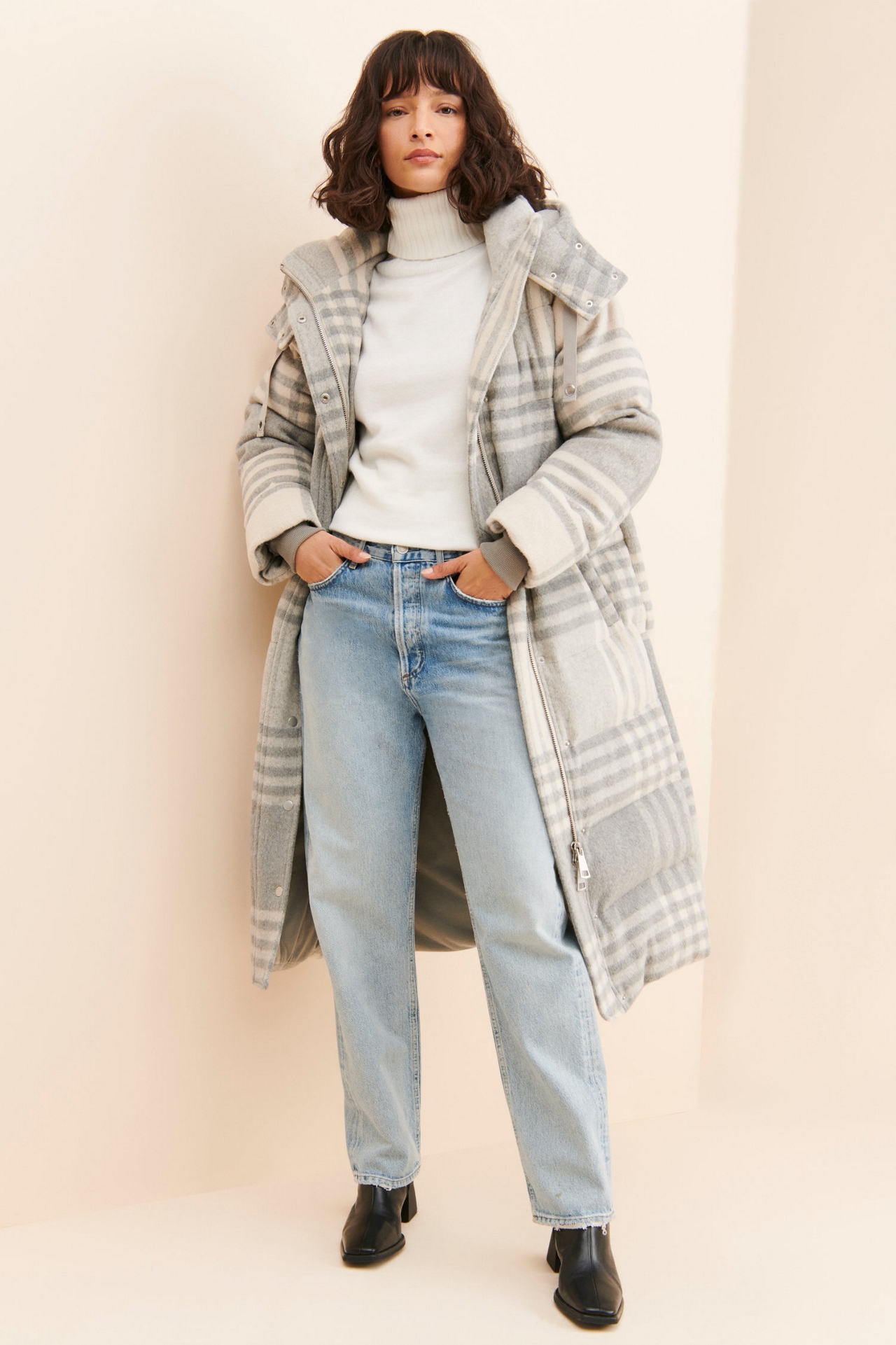 Bagatelle Plaid Oversized Puffer