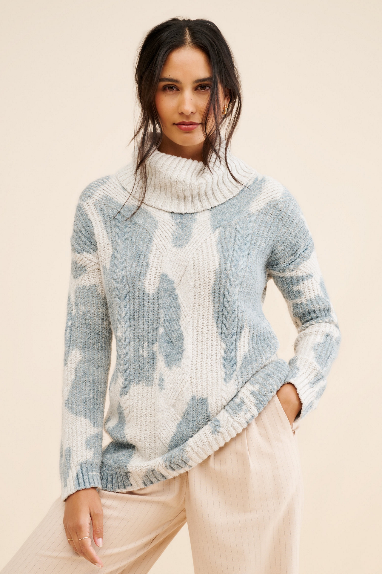 Pilcro Spotted Turtleneck Sweater