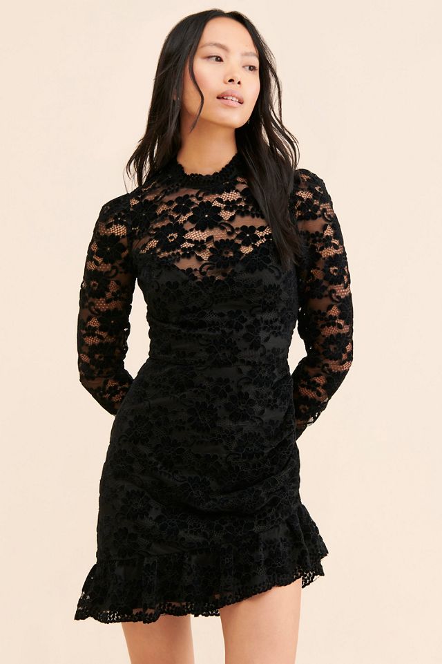 Saylor Kacey Lace Velvet Mini Dress #2
