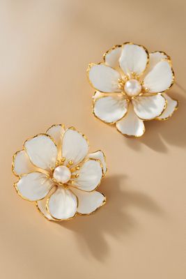 The Pink Reef Handpainted Flower Earrings