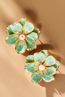 The Pink Reef Handpainted Flower Earrings