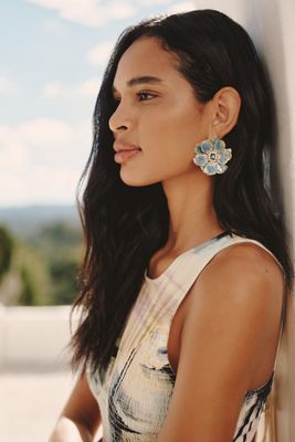 The Pink Reef Handpainted Flower Earrings