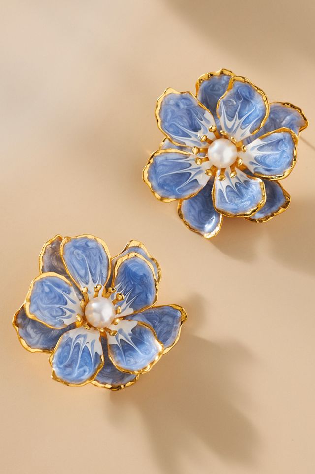 The Pink Reef Handpainted Flower Earrings #2