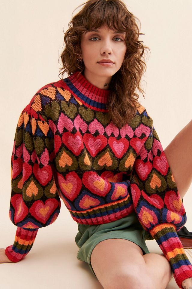 FARM Rio Full Of Hearts Jacquard Sweater #2