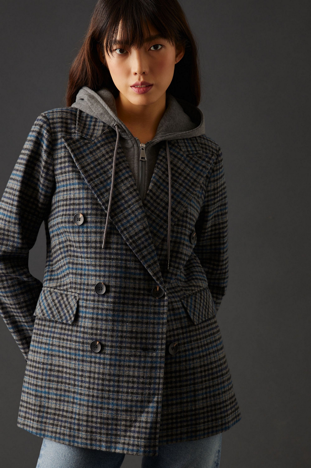 Avec Les Filles Double-Breasted Hooded Coat