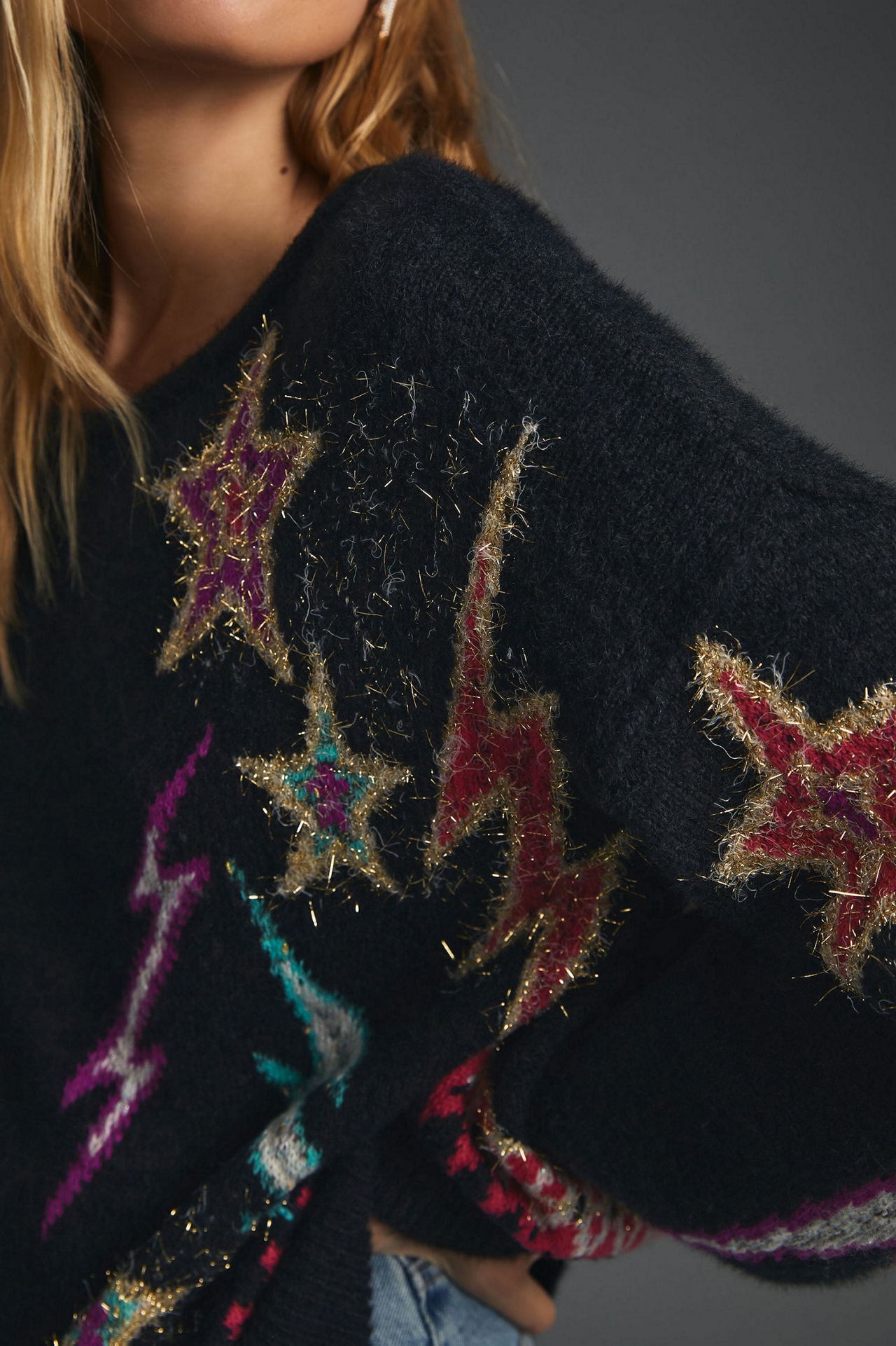 Pilcro Sparkle-Star Pullover