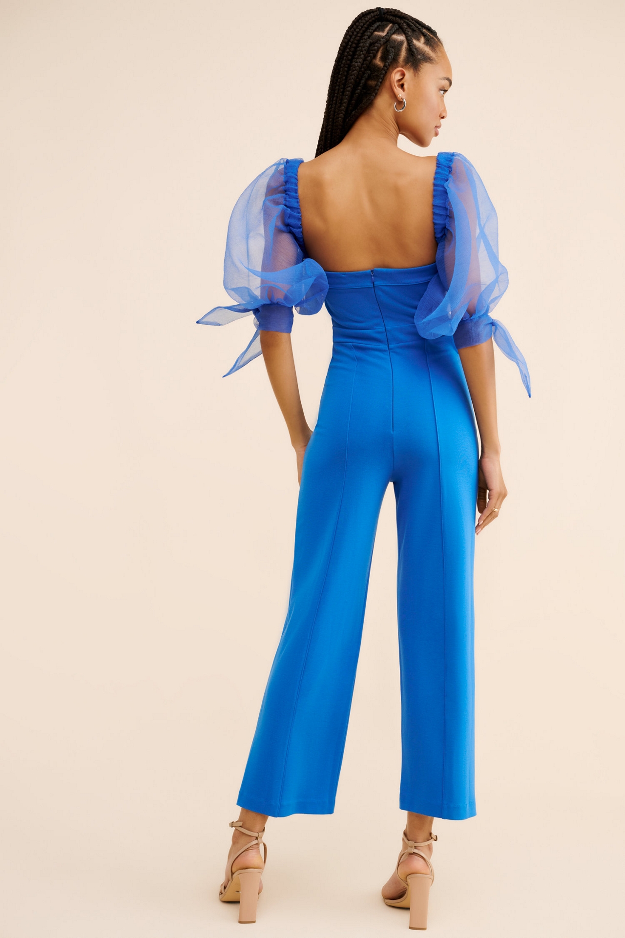 Esthe Cold Shoulder Puff Sleeve Jumpsuit