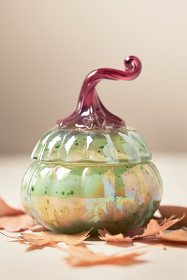 Anthropologie Gourmand Malted Pumpkin & Dark Rum Mini Glass Pumpkin Candle In Multi