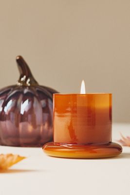Woody White Birch & Pumpkin Glass Pumpkin Cloche Candle