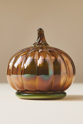 Anthropologie Gourmand Pumpkin Sweet Vanilla Glass Cloche Candle In Brown