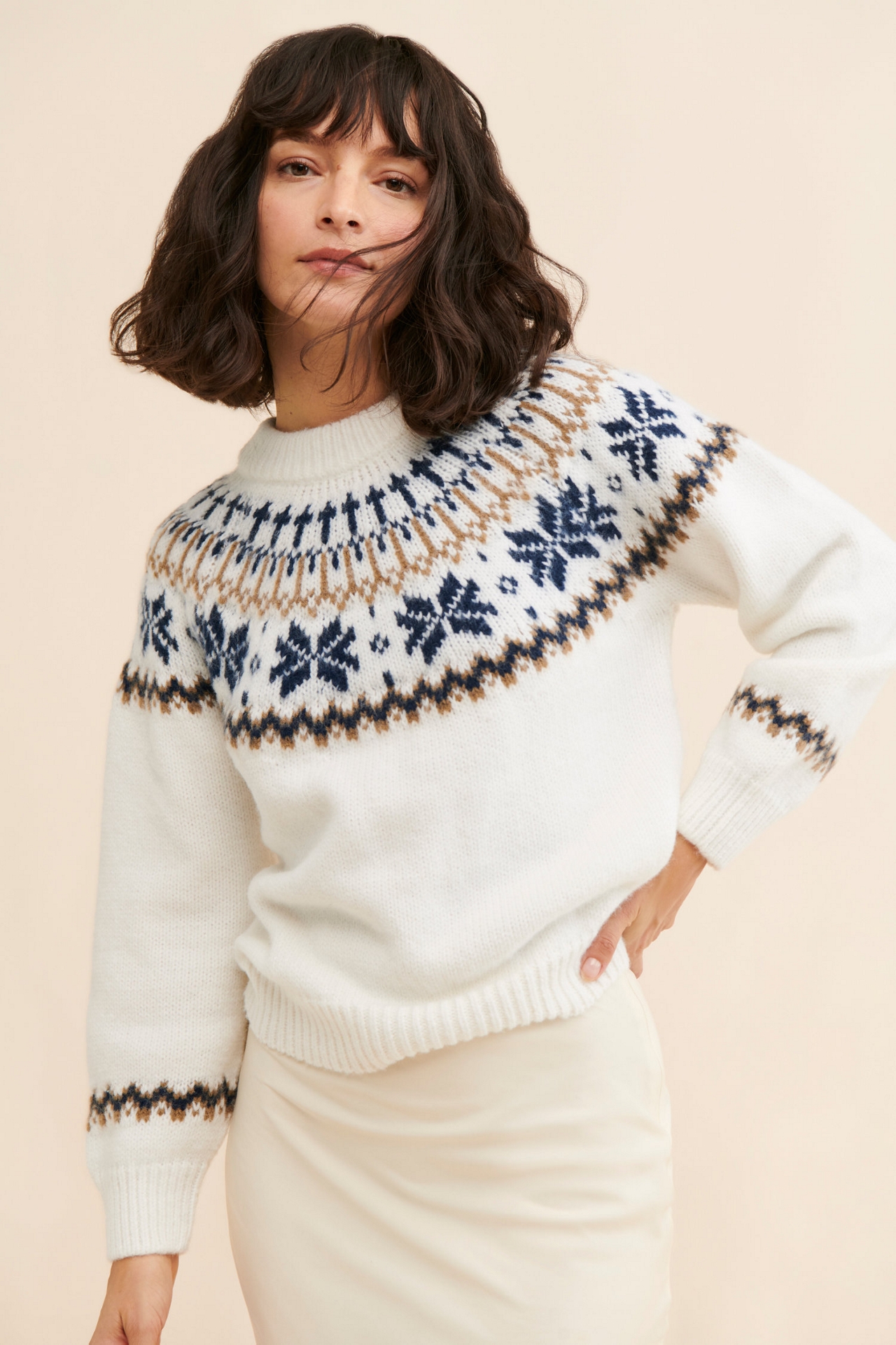 Moon River Crew Neck Fair Isle Sweater