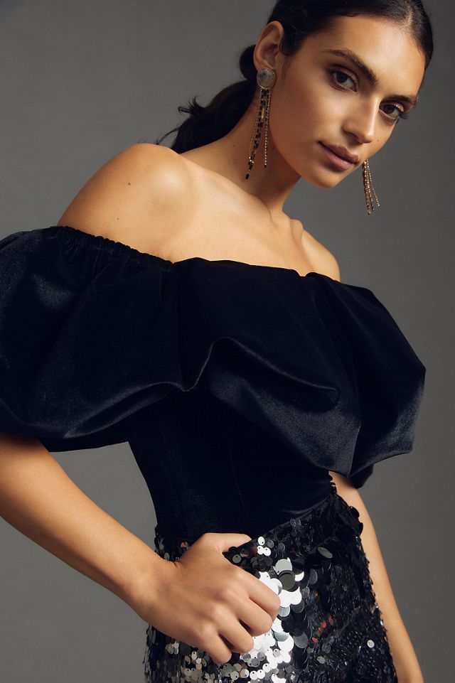 Hutch Velvet Off-The-Shoulder Top #1