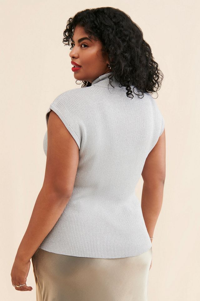 Eloquii Metallic Mock Neck Sweater #1