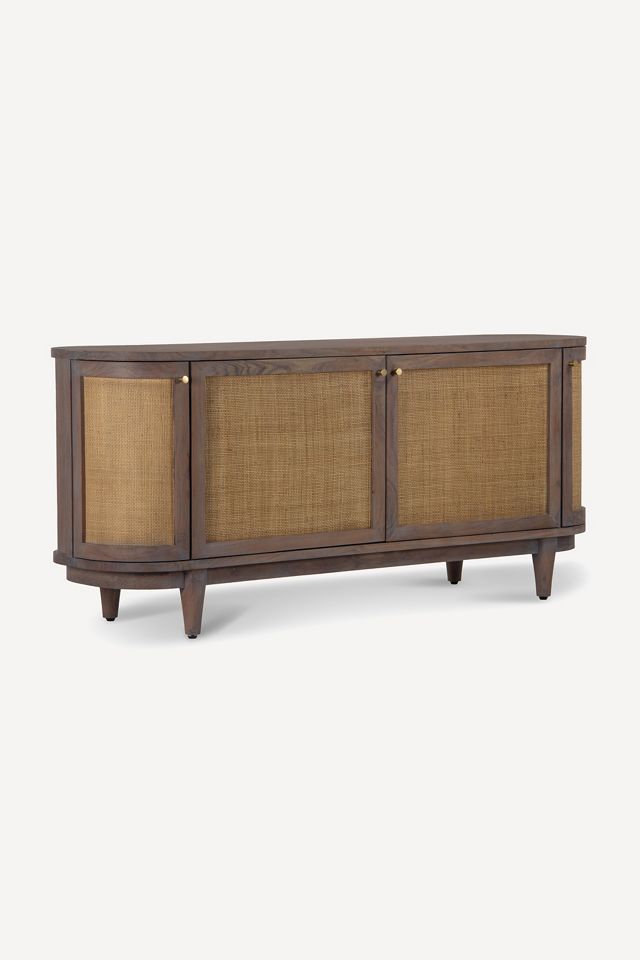 Canggu Acacia Cane Curved 68" Media Stand #1