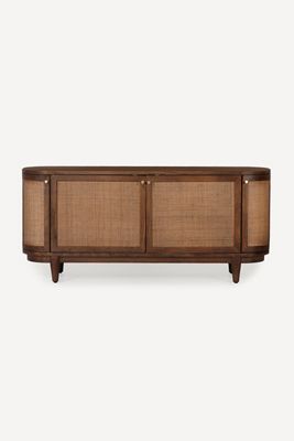 Canggu Acacia Cane Curved 68" Media Stand