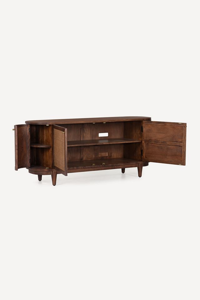 Canggu Acacia Cane Curved 68" Media Stand #1
