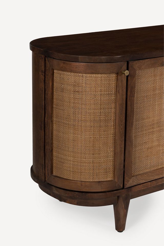 Canggu Acacia Cane Curved 84" Media Stand #3