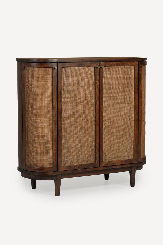 Canggu Acacia Cane Curved Storage Cabinet #1