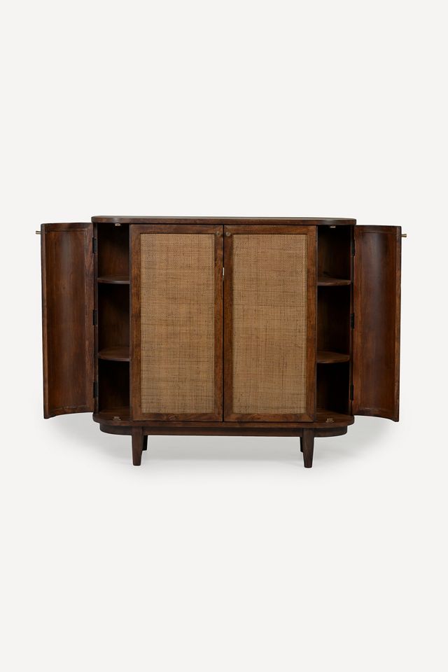 Canggu Acacia Cane Curved Storage Cabinet #2