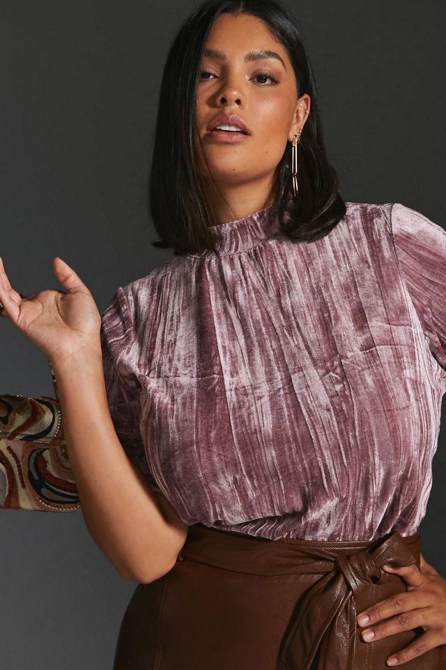 Pilcro Velveteen Mock Neck Top #4
