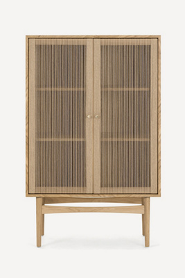 Anthropologie Hudson Paper Cord Oak Highboard Cabinet