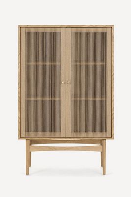 Hudson Paper Cord Oak Highboard Cabinet