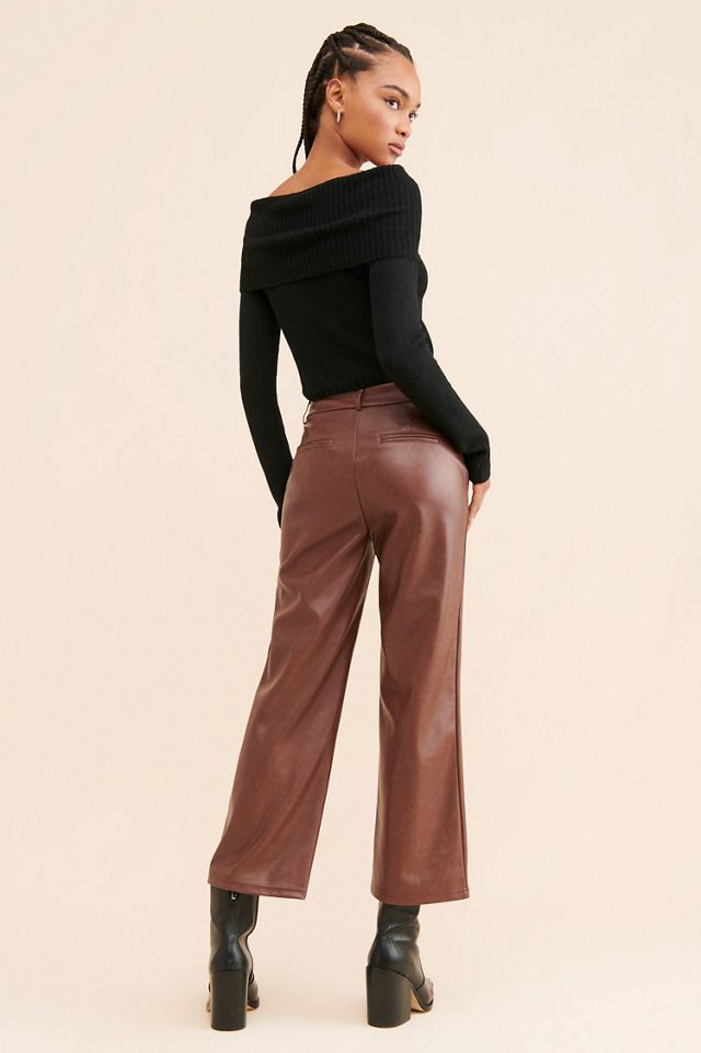 【YOURNUS】Vegan Leather Wide Cropped Pants Avec Les Filles Vegan Leather Wide Leg Crop Pants