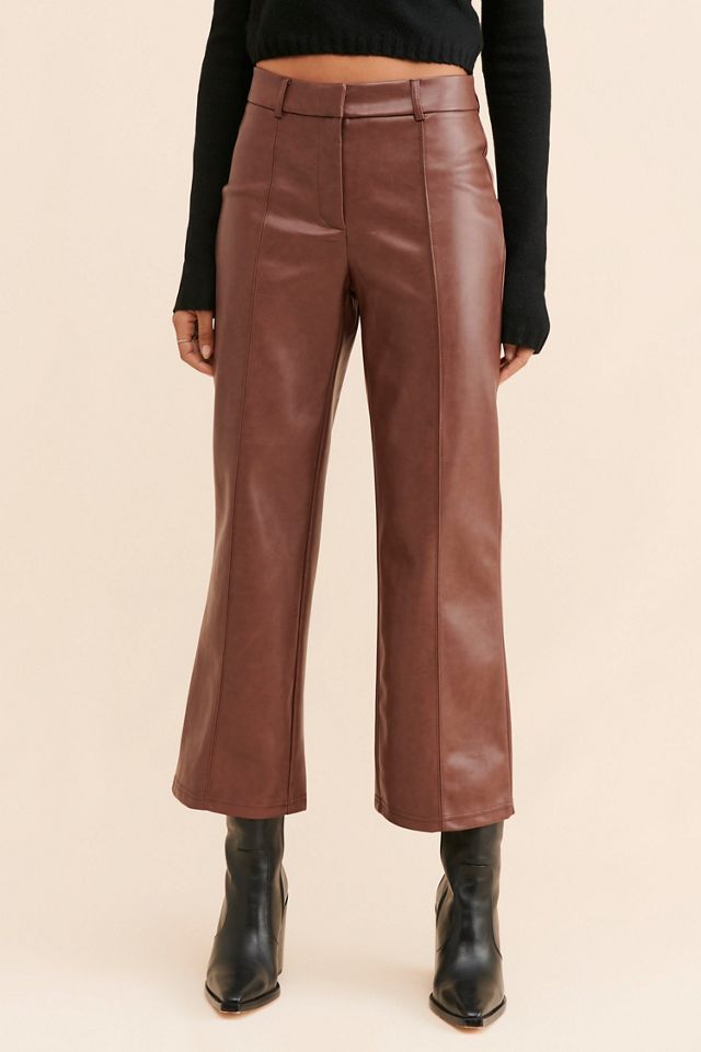 【YOURNUS】Vegan Leather Wide Cropped Pants Avec Les Filles Vegan Leather Wide Leg Crop Pants
