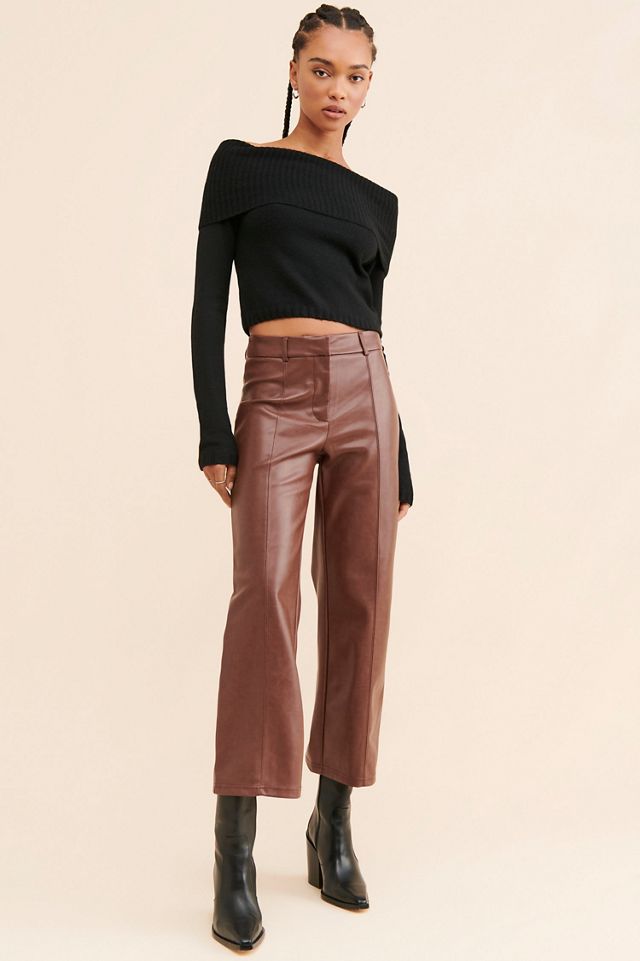 Avec Les Filles Vegan Leather Wide Leg Crop Pants #3