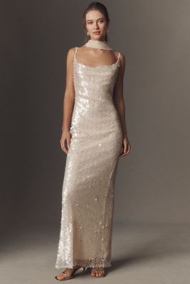 Mare Mare Liquid Sequin Column Maxi Dress
