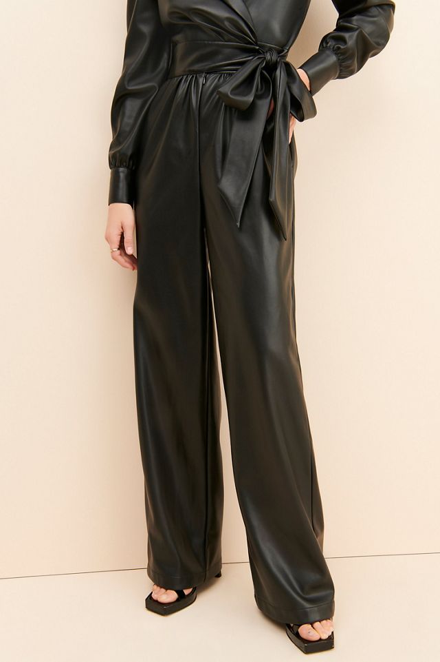 Bellevue Vegan Leather Wrap Jumpsuit #2