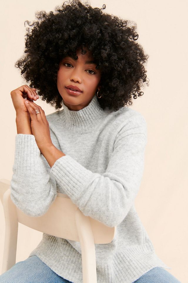 Flat White Rib Turtleneck Pullover #2