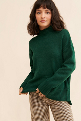 Flat White Rib Turtleneck Pullover | Anthropologie