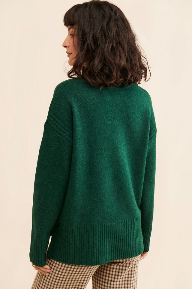 Flat White Rib Turtleneck Pullover #1