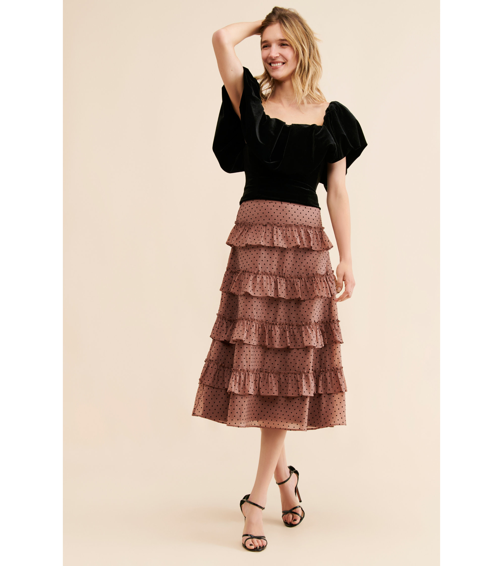 Tiered Ruffle Midi Skirt - Image 1