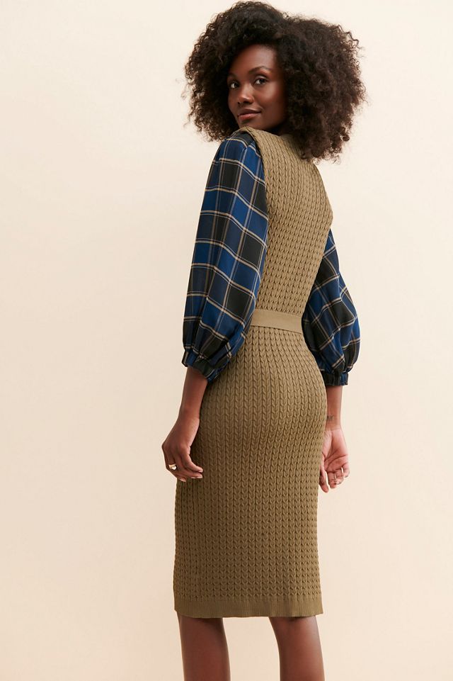Current Air Knit Plaid Sweater Dress #1