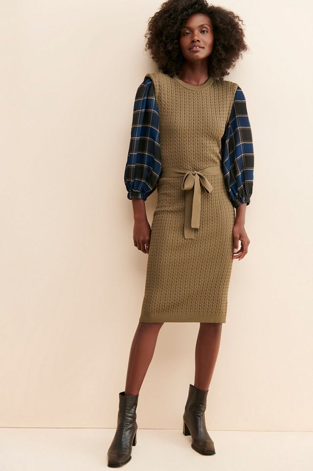 Current Air Knit Plaid Sweater Dress #3