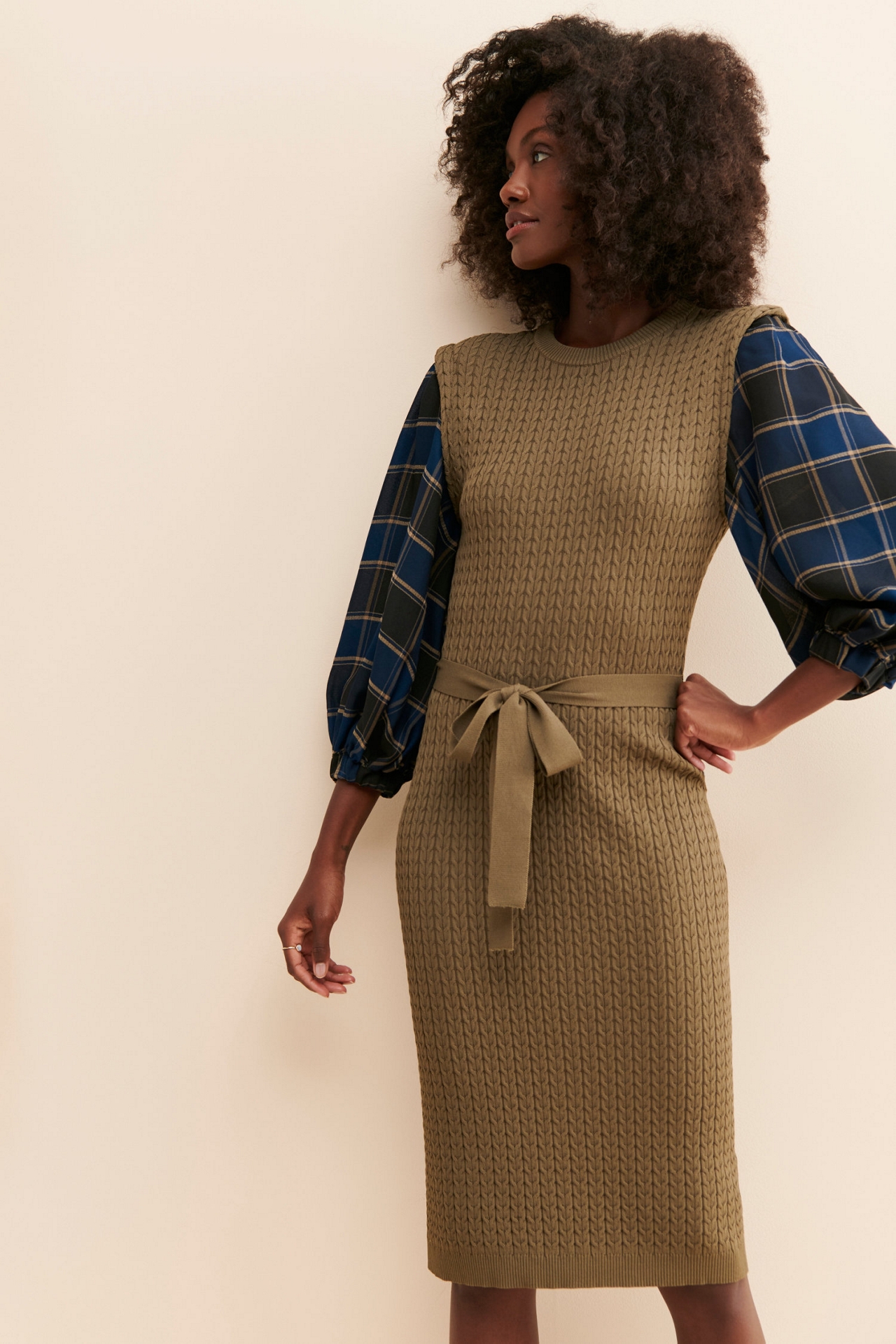 Current Air Knit Plaid Sweater Dress