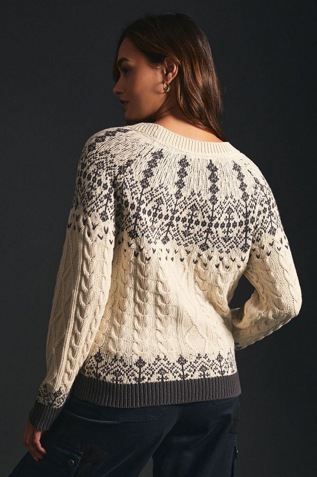 Cable-Knit Fair Isle Sweater #1
