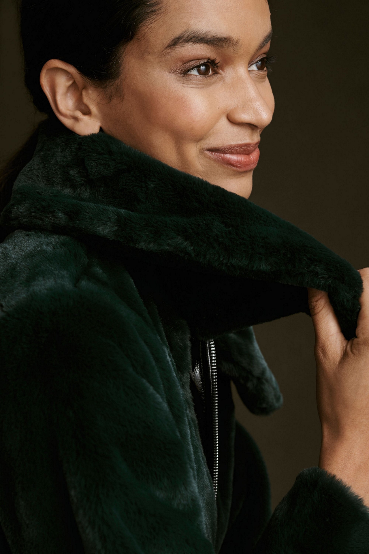 Maeve Zip Up Faux Fur Jacket