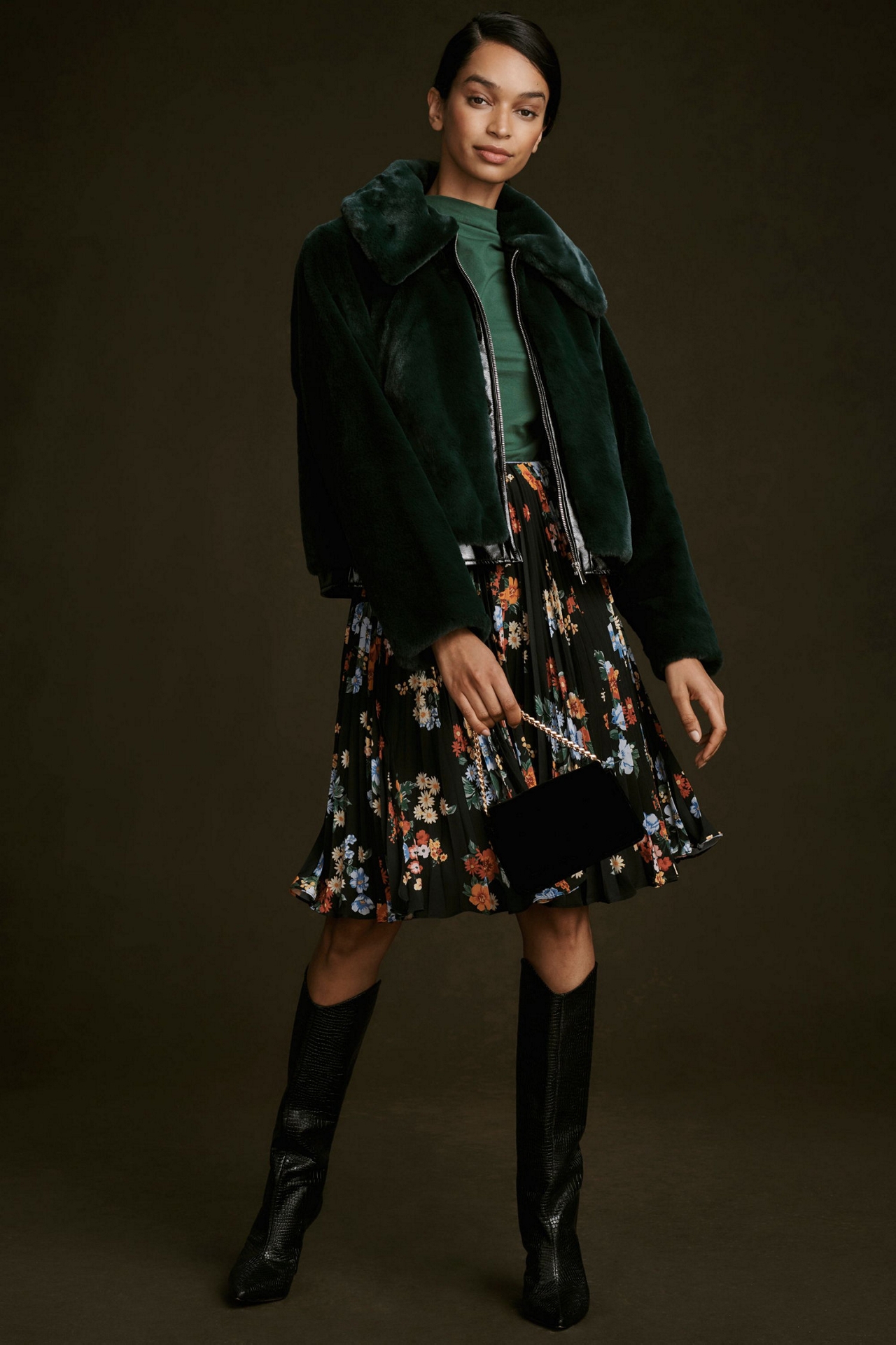 Maeve Zip Up Faux Fur Jacket