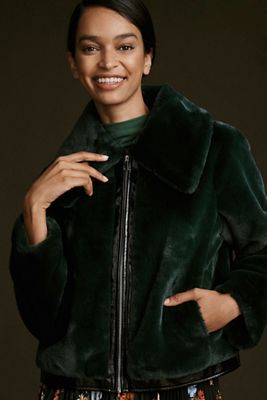 Maeve Zip Up Faux Fur Jacket