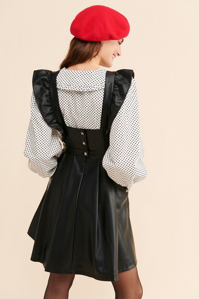 Maeve Ruffled Vegan Leather Mini Dress #1