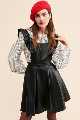 Maeve Ruffled Vegan Leather Mini Dress