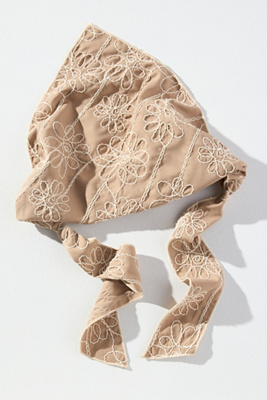 By Anthropologie Embroidered Hair Scarf In White