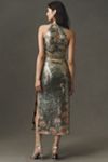 paulina halter printed sequin midi dress Bhldn Paula Halter Printed Sequin Midi Dress