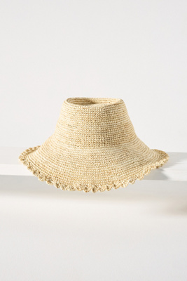By Anthropologie Raffia Boater Hat In White
