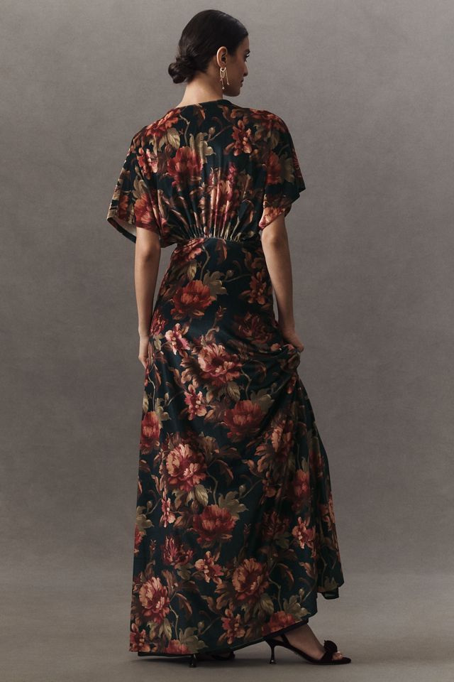 BHLDN Amelia Deep-V Stretch Velvet Maxi Dress #1